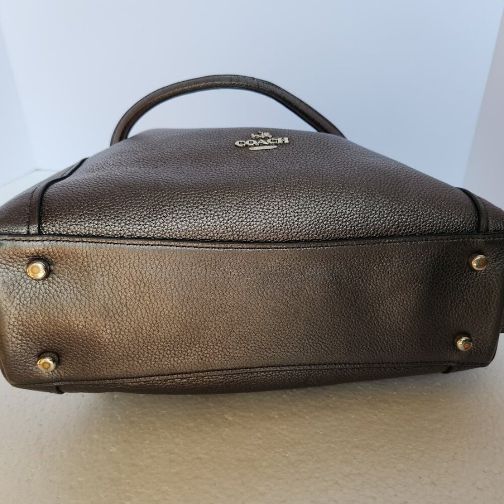 Coach Edie shoulder bag 31 Metallic polished pebble leather pewter color 87399 - Picture 7 of 12